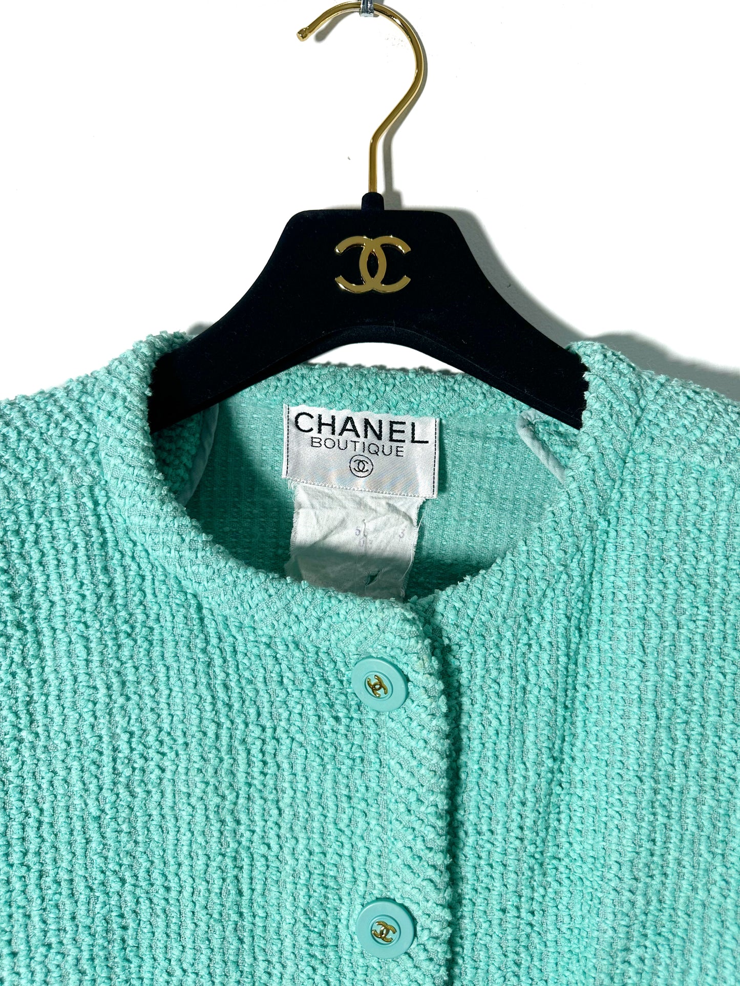 CHANEL teal terry jacket