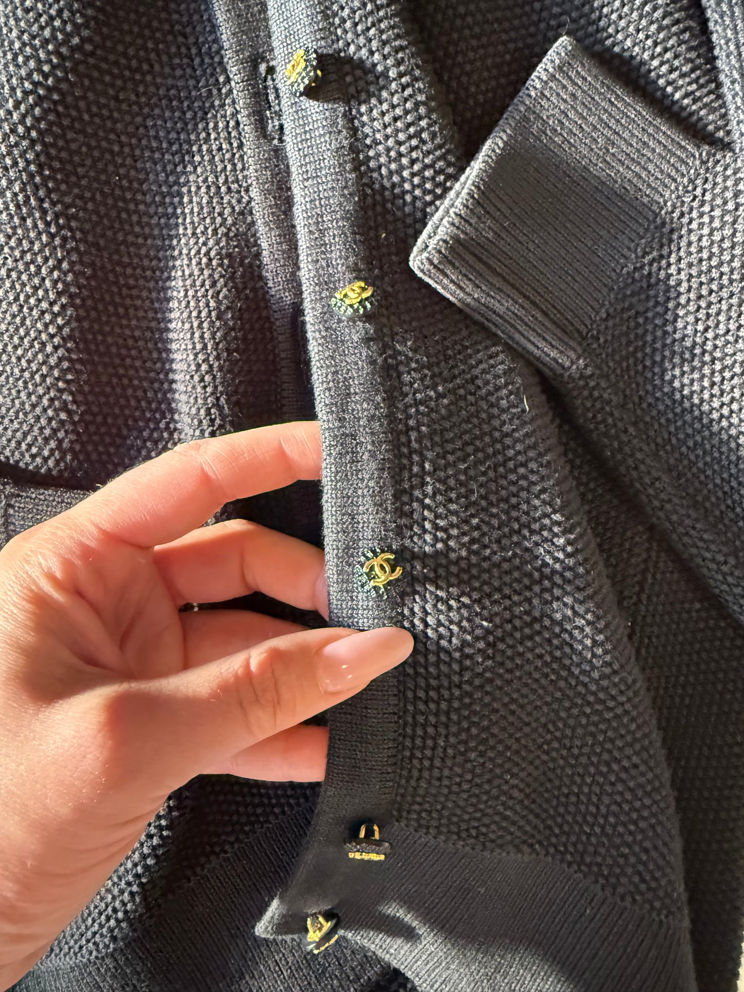 CHANEL Vintage 1990s Cardigan with Quilted CC Buttons