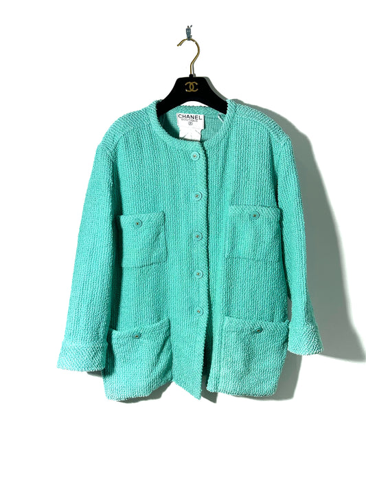 CHANEL teal terry jacket