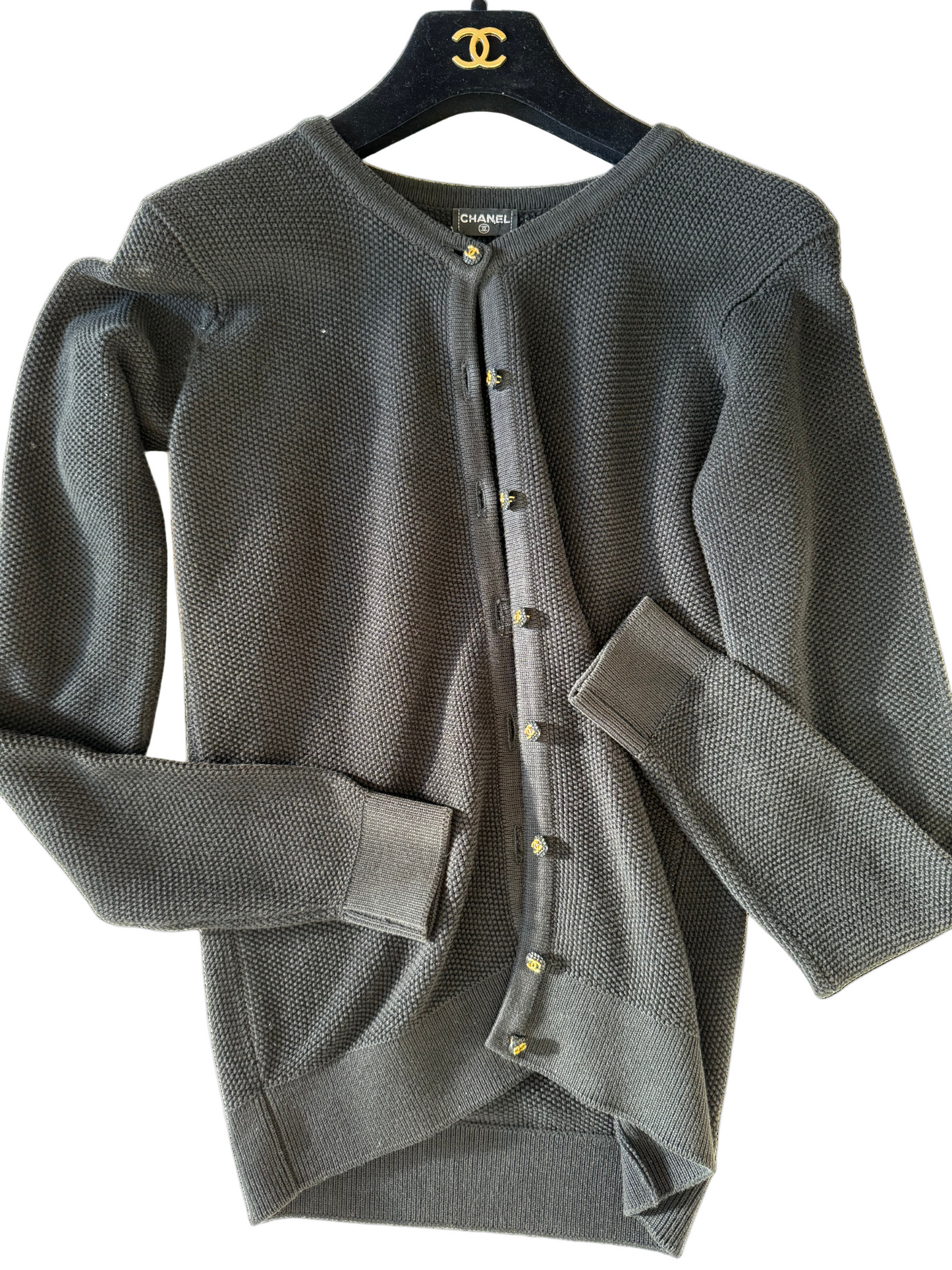 CHANEL Vintage 1990s Cardigan with Quilted CC Buttons