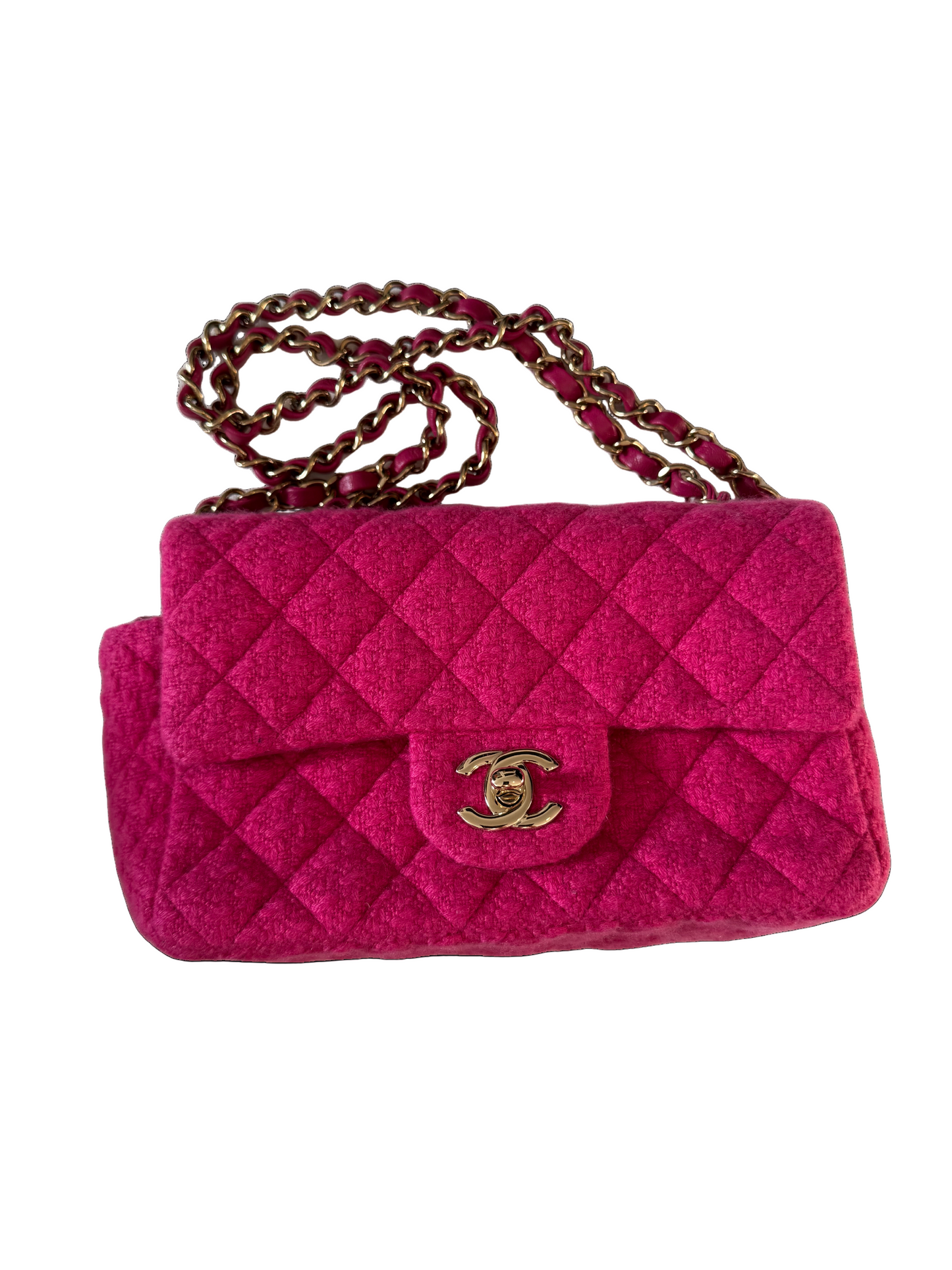CHANEL Pre-Owned 2022 Mini Classic Tweed Double Flap Shoulder Bag